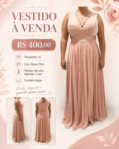VESTIDO DE FESTA ROSA CHÁ