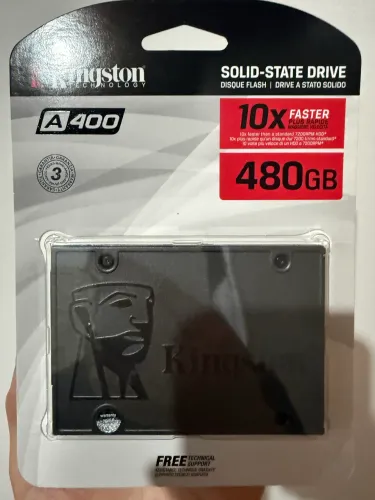 SSD Kingston A400, 480GB, SATA III, 2.5", Leitura: 500MB/s, Gravação: 450MB/s, Preto