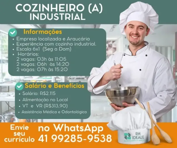 COZINHEIRO (A) INDUSTRIAL