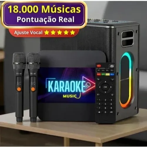 KaraokeBr + 18.000 Músicas + Caixa de Som 120w + Pontuação Real + Ajuste Vocal