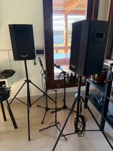 kit completo caixas de som e mesa de som