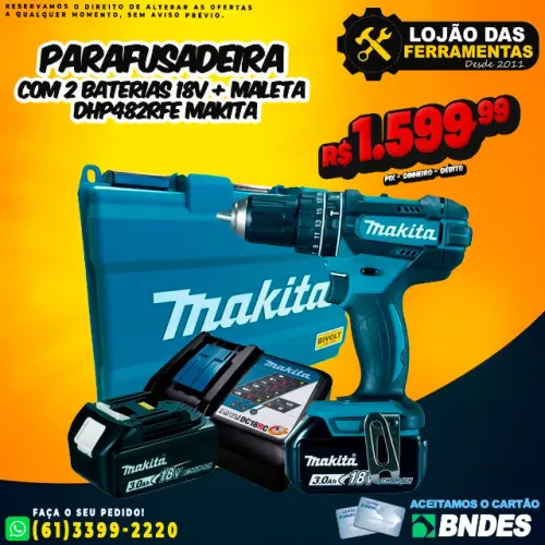 Parafusadeira à Bateria 18v DHP482RFE Makita