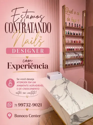 *Oportunidade de Trabalho para Profissionais de Nails design 