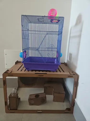 Gaiola 3 andares + Terrario para hamster c/ acessórios