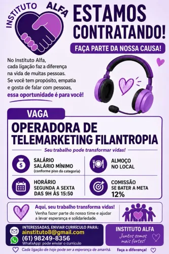 Vaga de operadora de telemarketing