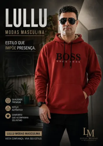Moletom Masculino Peluciado Ganguru com Capuz Hugo Boss