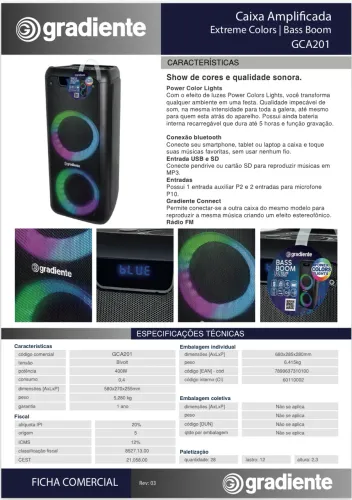 Caixa acústica amplificada Gradiente Bass Boom Extreme Colors (GCA-201)