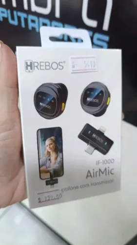 Microfone de Lapela Sem Fio Duplo, 2 em 1, Hrebos AirMic IF-1000 para Celular Loja COimbra
