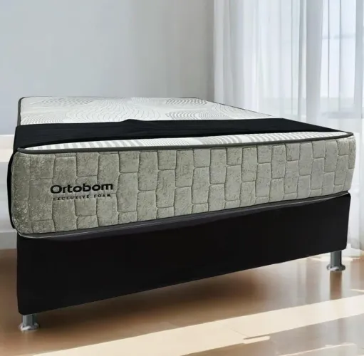 Colchão Casal Exclusive Foam 30 cm Espuma D33 - ORTOBOM + Base Box Casal Simples.