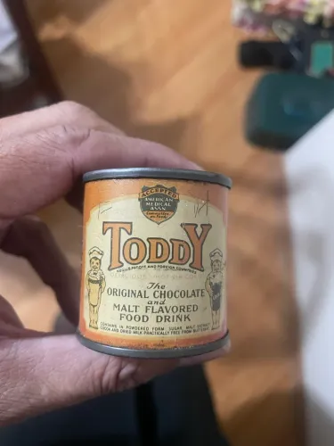 Lata de toddy miniatura anos 30 americana 