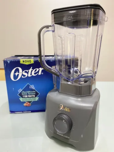 Liquidificador Oster 1100w Cinza Com Jarra Transparente
