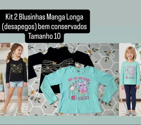 Kit 2 Blusas Infantil Manga Longa (desapegos) 