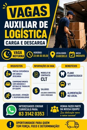 VAGA - AUXILIAR DE LOGÍSTICA | CARGA E DESCARGA