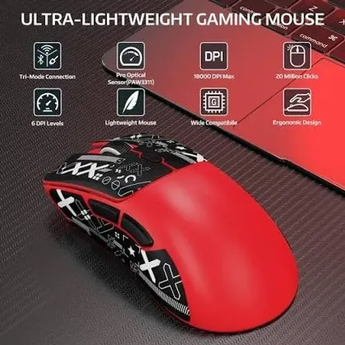 Mouse Gamer ATTACK SHARK R1 Sem Fio RGB Recarregável