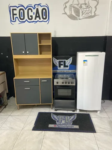GELADEIRA CÔNSUL DEGELO SECO 300 LITROS FOGÃO 4 BOCAS MANUAL INOX ARMÁRIO DE COZINHA