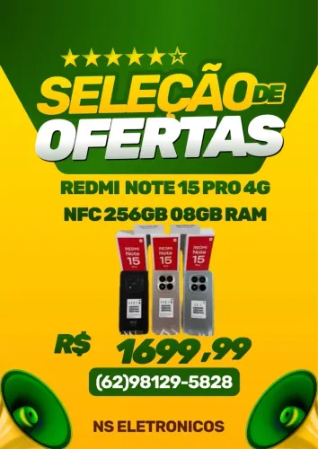 Celular Redmi Note 15 Pro 256GB 08Ram NFC 4g Entregamos Gratis Capa Pelicula Garantia