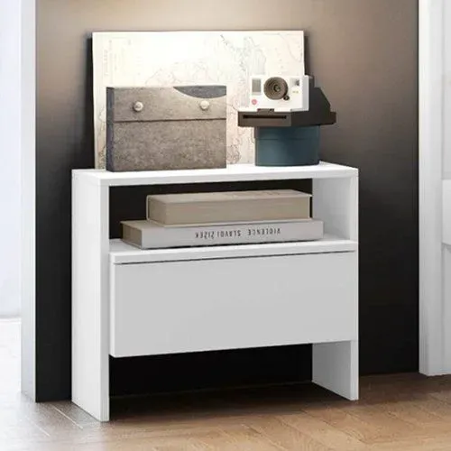 Mesa Cabeceira Casal Etno c/ 1 Gaveta Branco - Novo Horizonte