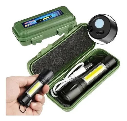 Lanterna Mini Led Cree Police Tatica Recarregável Zoom Forte<br><br>