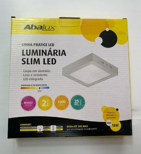 Plafon Led 18w Sobrepor 4000k Quadrado 