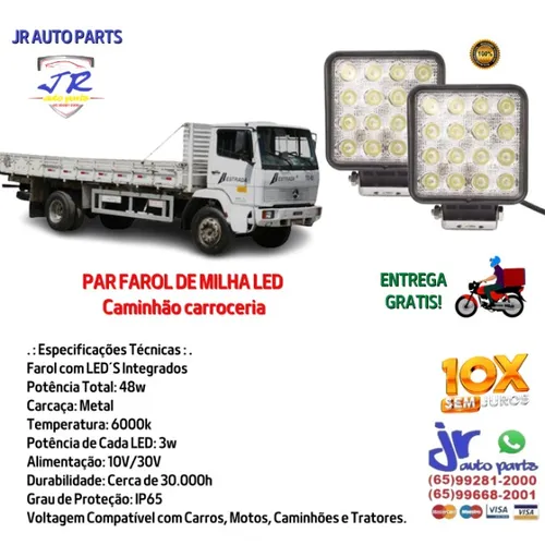Par Farol de Milha led Caminhão carroceria