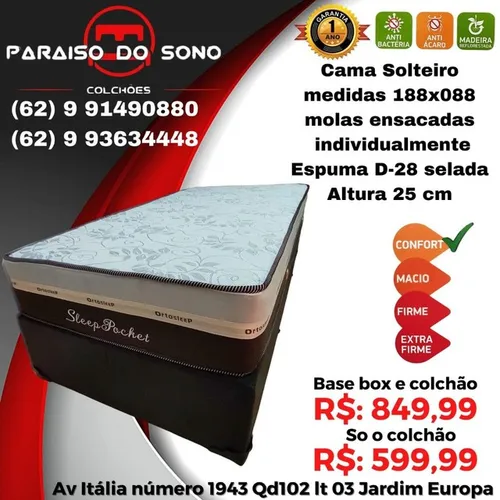 Cama box solteiro molas ensacada entregamos hoje