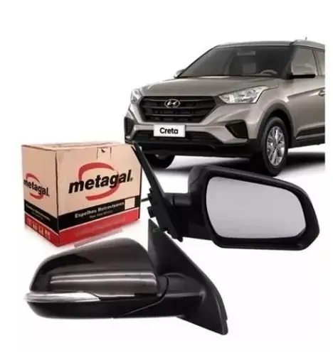 Par Retrovisor Hyundai Creta 2017 - Preto - Metagal