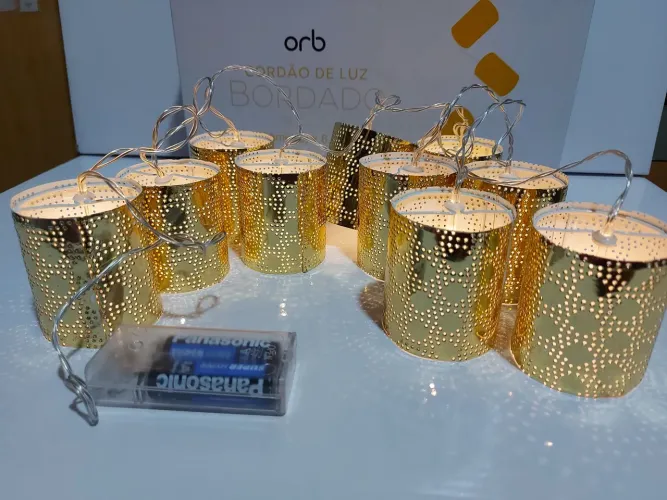 Luminárias cordão de luz bordado NOVO