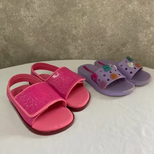 Mini Melissa Rosa Pink Velcro Tamanho 25 + Grátis Chinelo Ipanema Roxo