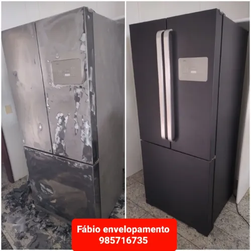 Envelopamento de geladeira com vinil adesivo automotivo 