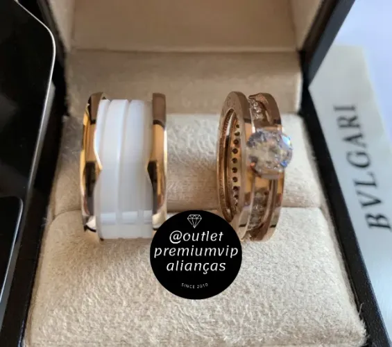 Alianças bvlgari duplo banho de ouro 18k