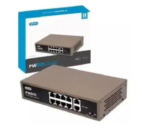 Switch 8 Portas POE Hibrido Fast 2 Portas Knup KP-PW001 UPLink /100 