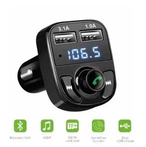 Transmissor FM Bluetooth MP3 Entrada Pen Drive Cartão de Memória e Carregador