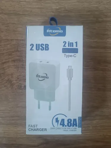 Carregador Duplo USB + Tipo C 4.8A Rápido Atomo