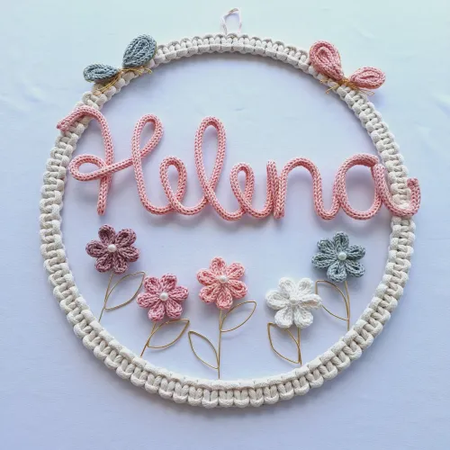 Quadro Decorativo Nome Helena Porta Maternidade  Jardim de flores