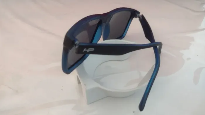 Óculos Solar Preto/Azul Haste Preta, Lente Cinza