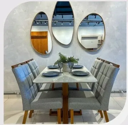 Conjunto Mesa de Jantar 4 Cadeiras Design Moderno