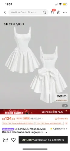Vestido Branco Midi para Casamento | Elegante com Laço | Look Social Feminino | Shein