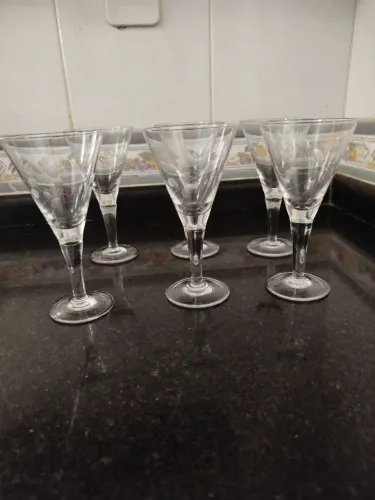 Taças de Cristal Antigas com lapidação 