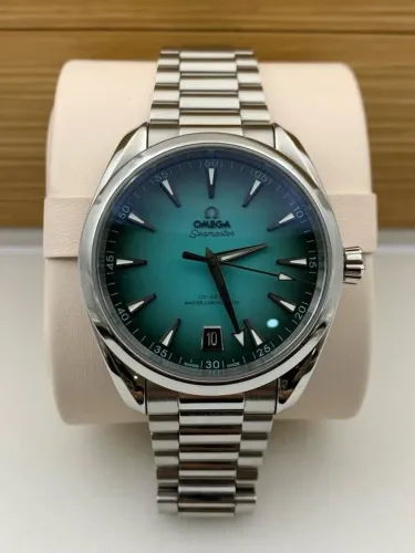 Relógio em Aço Inoxidável Estilo Omega Aqua Terra 