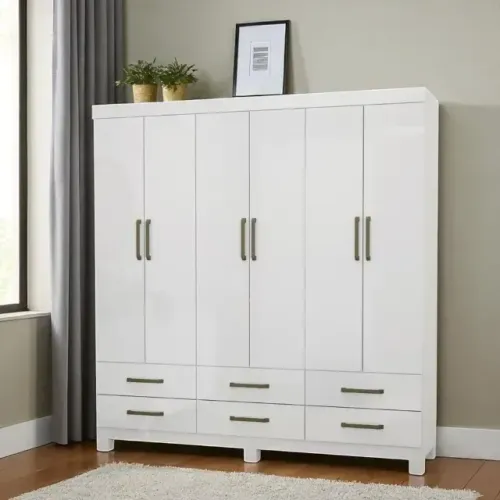 Roupeiro branco de casal 6 portas e 6 gav gett moveis