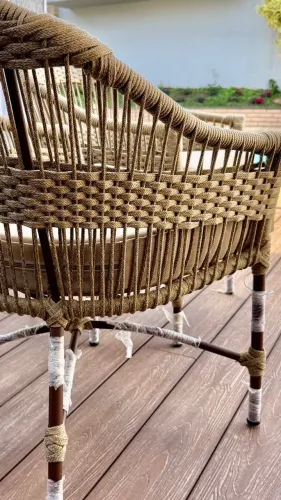 Poltrona cadeira jardim sacada área gourmet aluminio nautico estofado assento 