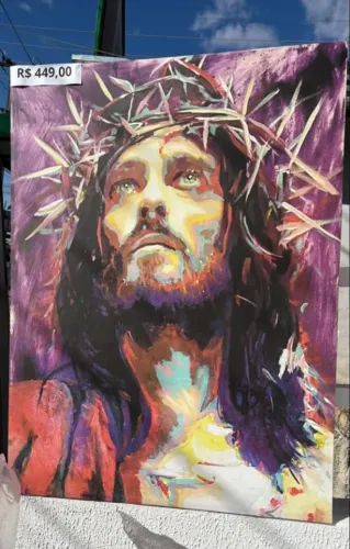 Quadro Decorativo Jesus Cristo - Arte Religiosa em Cores Vibrantes | Pintura Estilo Modern