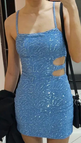 Vestido azul claro com brilho - Useville - tam P/M