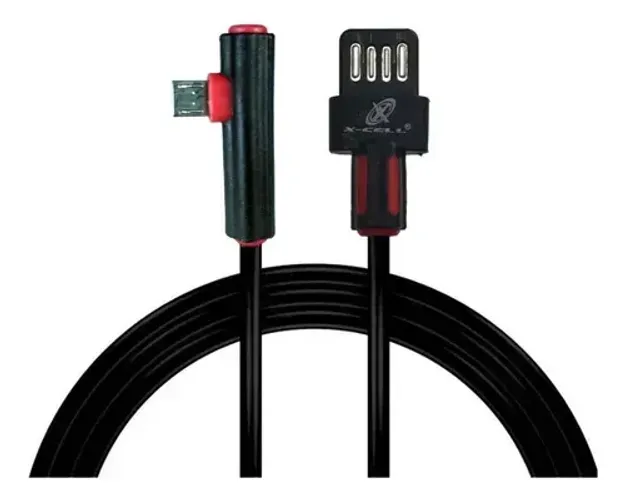  Cabo Turbo 90° Micro USB 1,2m Preto Flex  