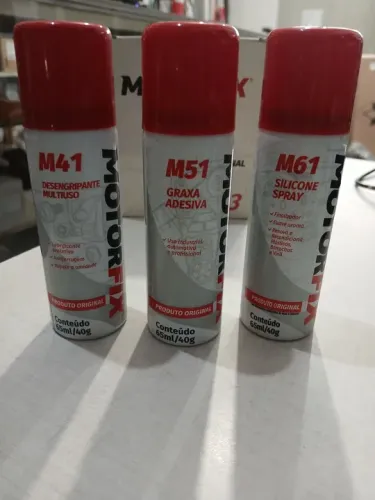 Kit Motorfix M3 - Uso Profissional Silicone spray / Graxa adesiva / Desengripante Multiuso