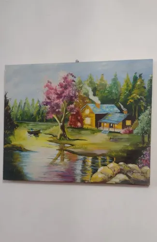 Vendo tela pintura a óleo paisagem urbana medida 40x50 cm