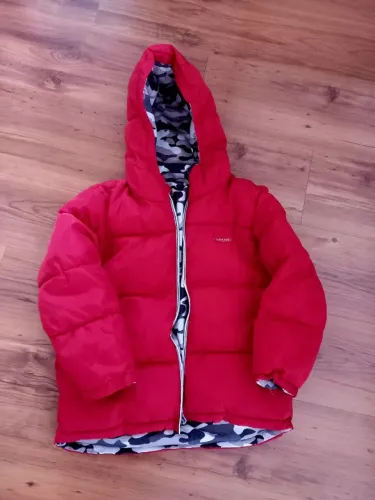 Jaqueta grossa dupla face com gorro - Veste tamanho 12/14