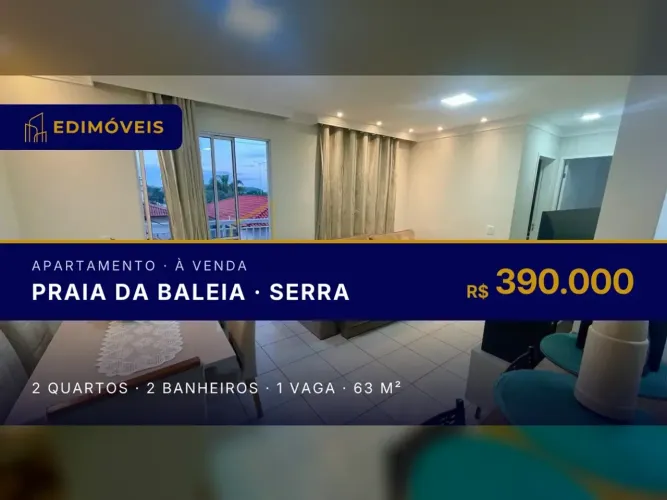 Praia da Baleia: Apartamento 2 quartos com salão de festas e playground