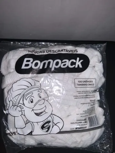 TOUCA DESCARTAVEL TNT SANFONADA BRANCA C/100UNI BOMPACK = R$ 9,99 / 5 UNIDADES DISPONIVEIS
