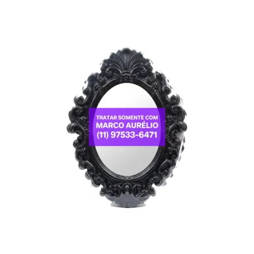 Espelho Oval Big Princess Veneziano Preto Plástico 68x50 CM - R$ 50 o Par
